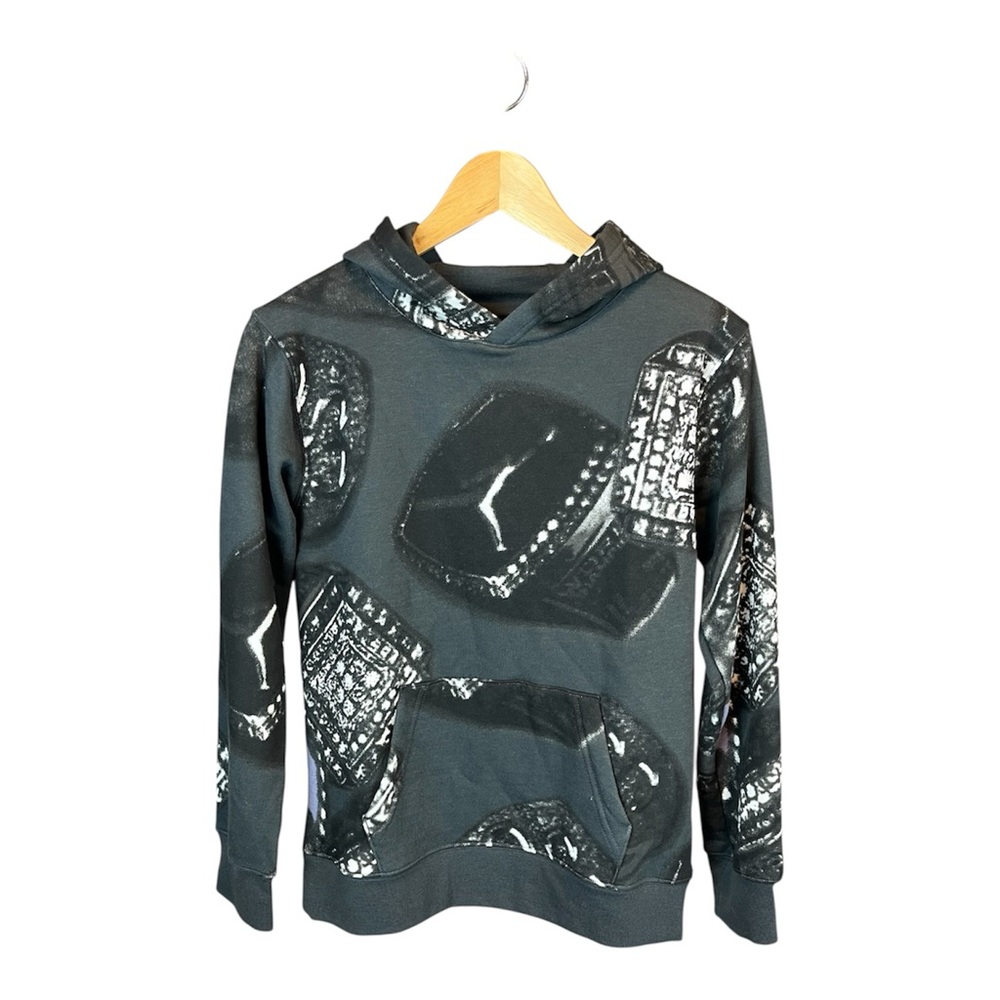 Jordan MVP Big Kids Printed Fleece Pullover Hoodie Size Large Gray Off Noir Boys